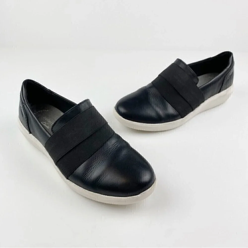 Clarks Leather Kayleigh River Slip On Shoes Loafer Black Size 7